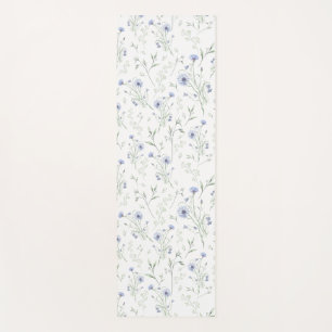 Sage Blue Watercolor Wildflower Monogram Name Yoga Mat