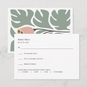 Sage & Blush Abstract Floral Wedding Invitation,  RSVP Card