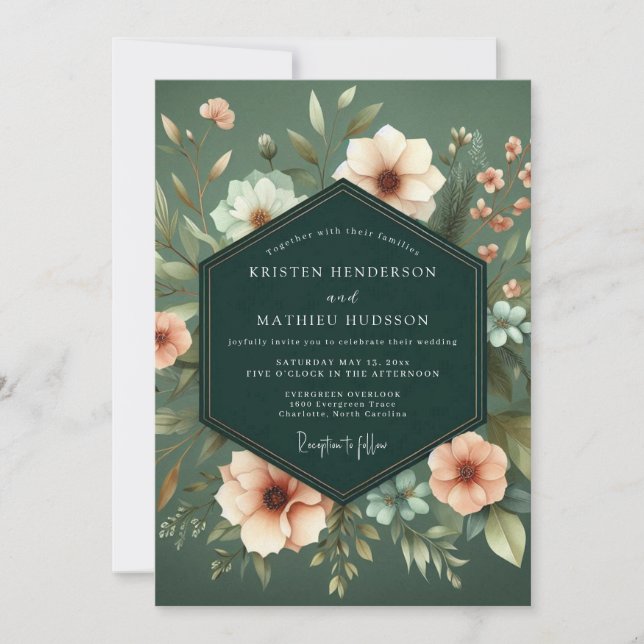Sage Blush Chiaroscuro Wedding Invitation (Front)