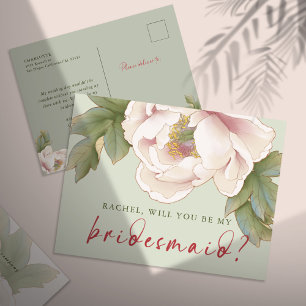 Sage & Blush Will You Be My Bridesmaid Proposal Postcard