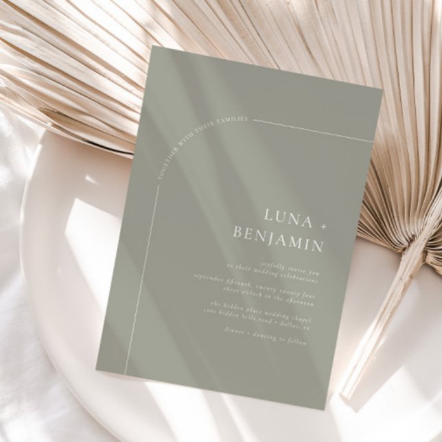 Sage Bohemian Arched Minimalist Wedding Invitation (Available for print and instant digital download!)