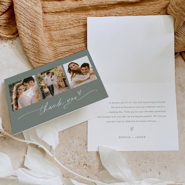 SAGE Bohemian Photo Wedding Thank You Card (Creator Uploaded)