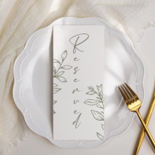 Sage Boho Flower Simple Reserved Seating Menu