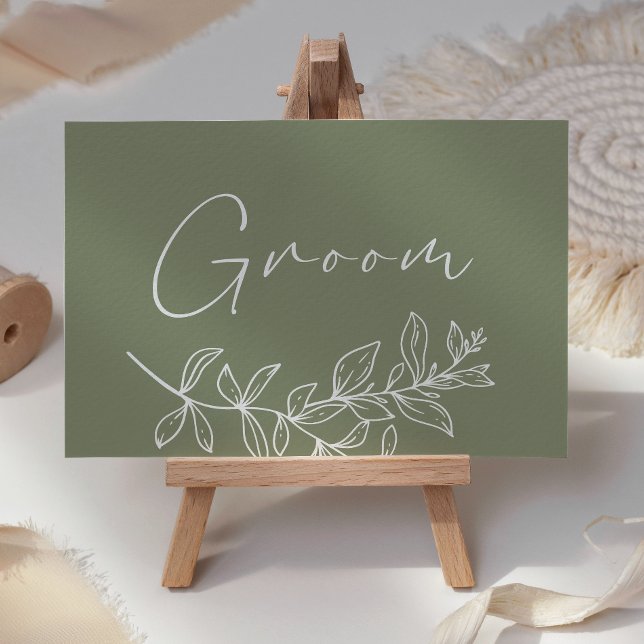 Sage Boho Flower Wedding Reserved Place Card (Creator Uploaded)