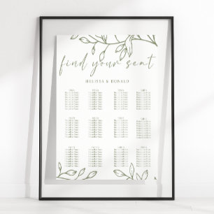Sage Boho Flower Wedding Seating Chart