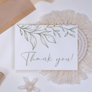 Sage Boho Flower Wedding Thank You Card