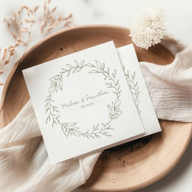 Sage Boho Flowers Boho Romantic Wedding Napkin (Creator Uploaded)