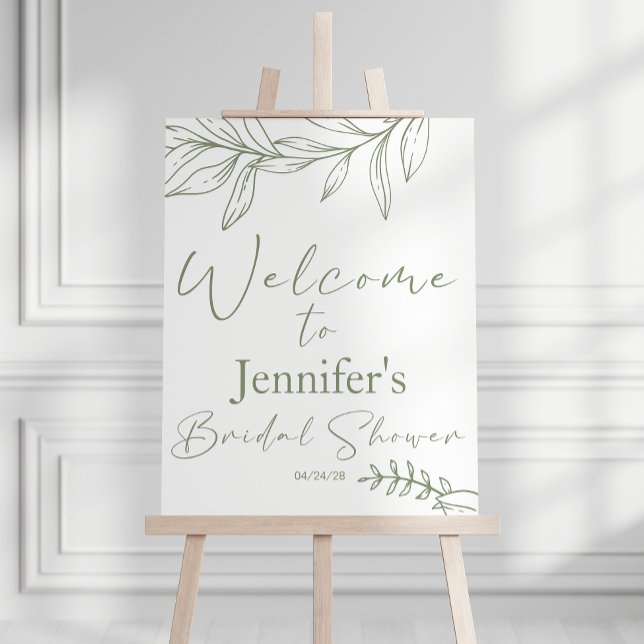 Sage Boho Flowers Elegant Bridal Shower Wedding Poster (Creator Uploaded)