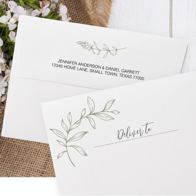 Sage Boho Flowers Wedding Invitation Envelope (Creator Uploaded)