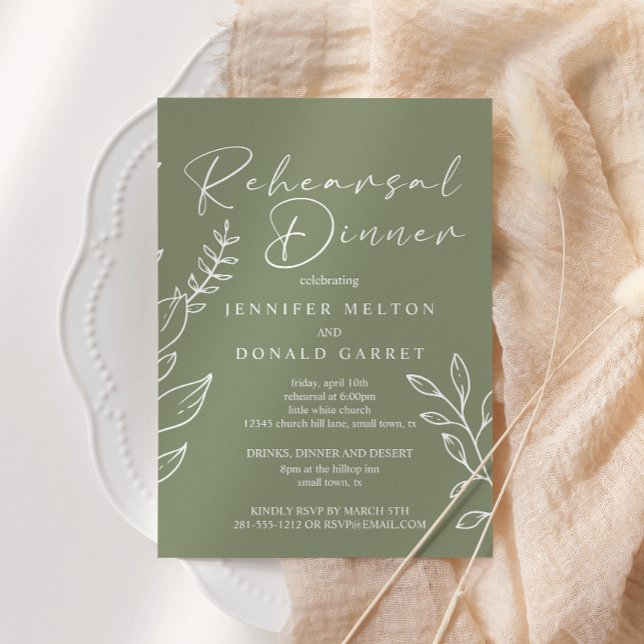 Sage Boho Flowers Wedding Rehearsal Dinner Invitation (Creator Uploaded)