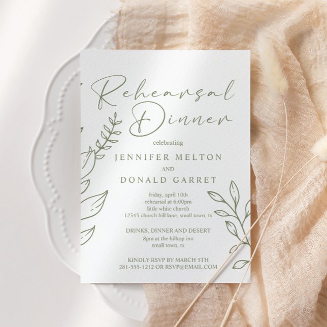Sage Boho Flowers Wedding Rehearsal Dinner Invitation (Creator Uploaded)