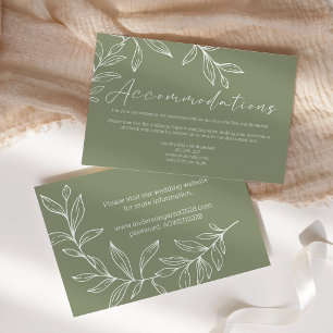 Sage Boho Green Flowers Wedding Enclosure Card