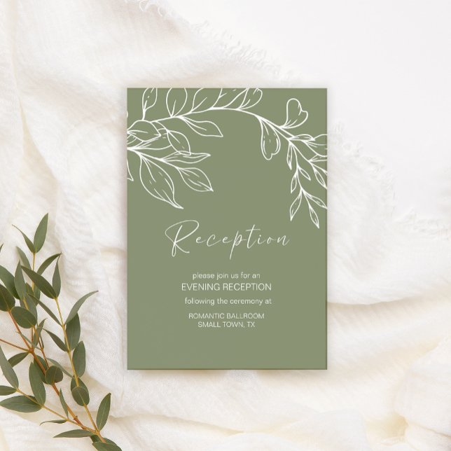 Sage Boho Green Flowers Wedding Enclosure Card (Creator Uploaded)
