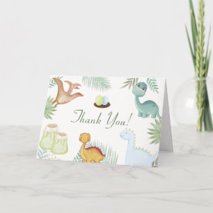 Sage Boho Volcano Tropical Dinosaur Baby Shower Thank You Card