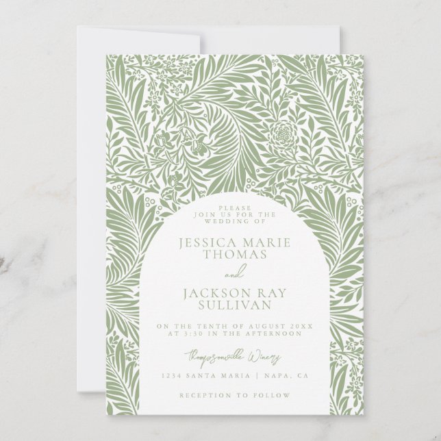 Sage Botanical and Floral Wedding Invitation (Front)