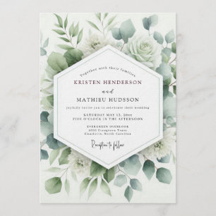 Sage Botanical Aquarelle Wedding Invitation