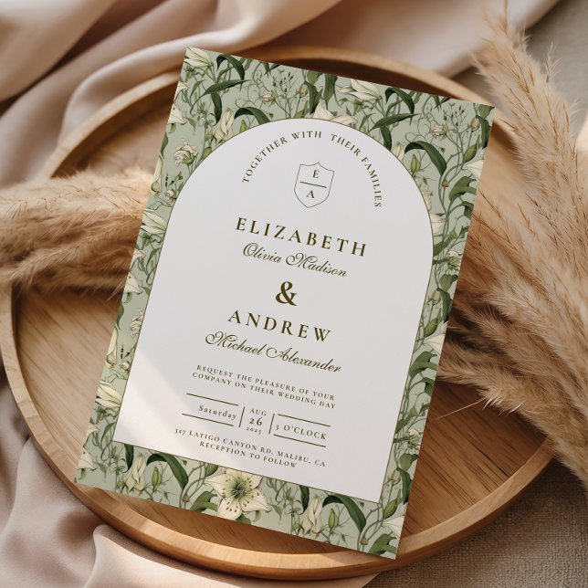 Sage Botanical Arch Elegant Wedding Invitation (Creator Uploaded)
