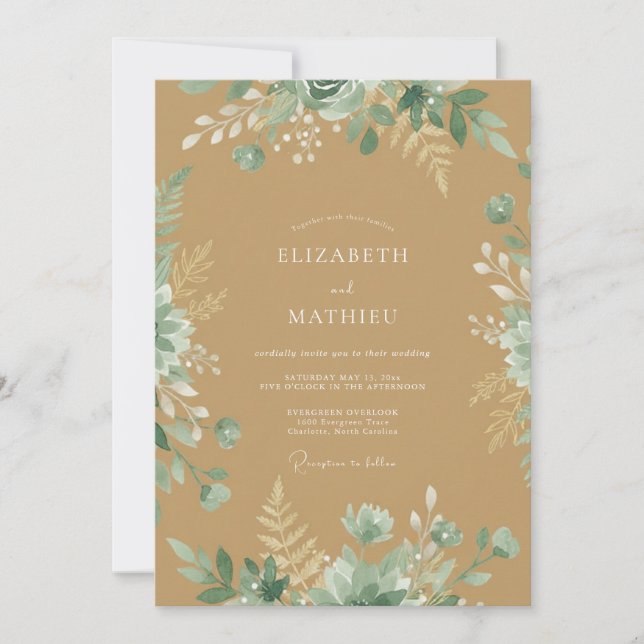 Sage Botanical Arch Romance Wedding Invitation (Front)