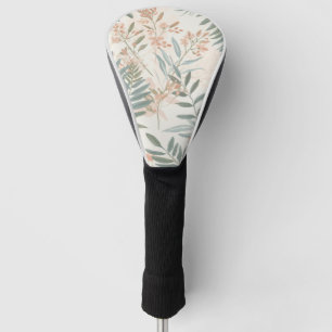 Sage Botanical Blush Leaf Watercolor Pattern Golf Head Cover
