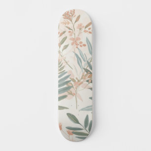 Sage Botanical Blush Leaf Watercolor Pattern Skateboard