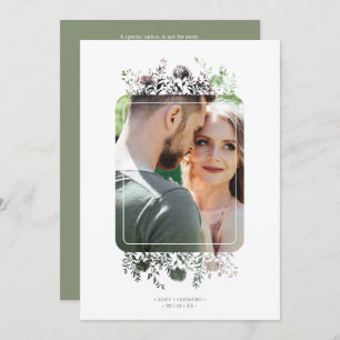 Sage Botanical Elegant Wildflowers Photo Wedding Invitation