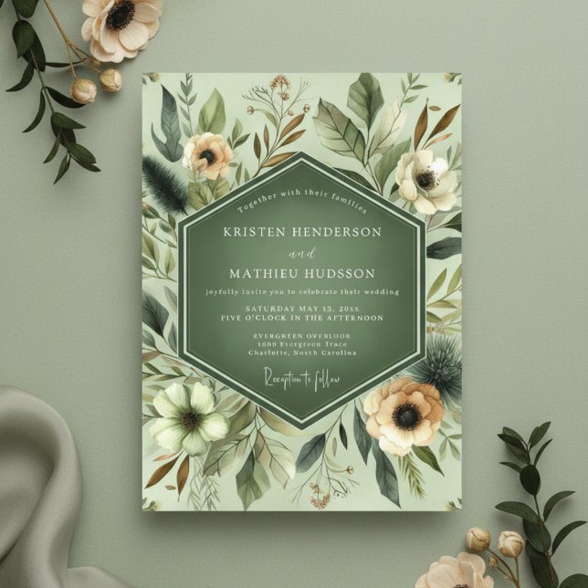 Sage Botanical Enchantment Wedding Invitation (Creator Uploaded)