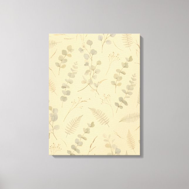 Sage Botanical Eucalyptus Pressed Flower Minimalis Canvas Print (Front)