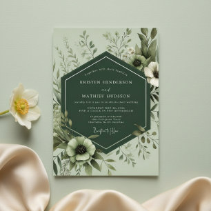 Sage Botanical Lush Wedding Invitation