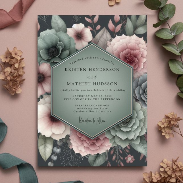 Sage Botanical Moody Wedding Invitation (Creator Uploaded)