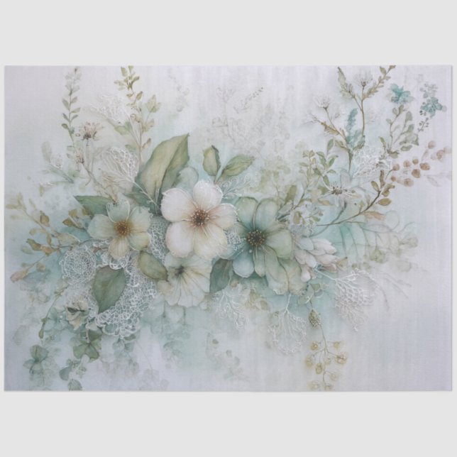 Sage Botanical Paper Collage For Decoupage (Front)