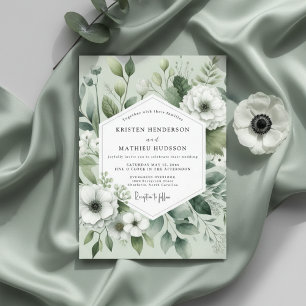 Sage Botanical Romance Wedding Invitation