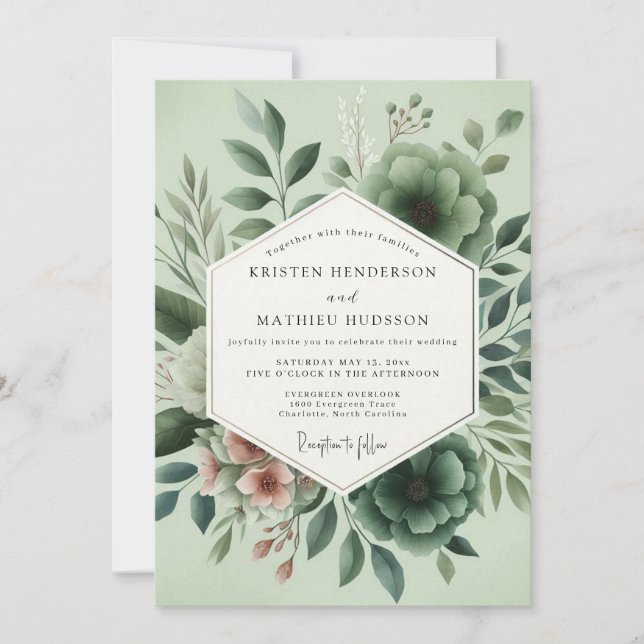 Sage Botanical Romance Wedding Invitation (Front)