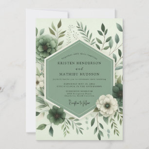 Sage Botanical Whimsy Wedding Invitation