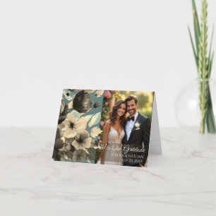 Sage Bouquet Folded Wedding Photo Thank You Card
