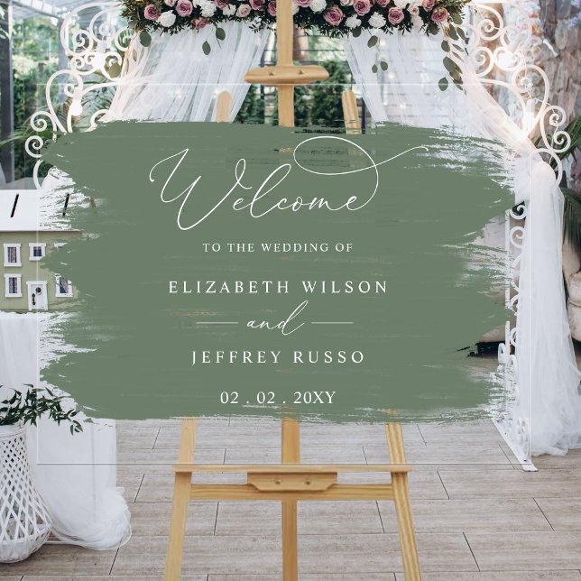 Sage Brush Strokes Wedding Welcome Sign (Sage Brush Strokes Wedding Welcome Sign)