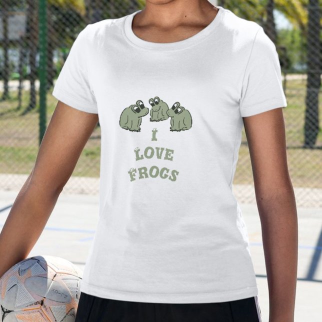 Sage Bubble Frogs - I Love Frogs - editable. T-Shirt (Creator Uploaded)