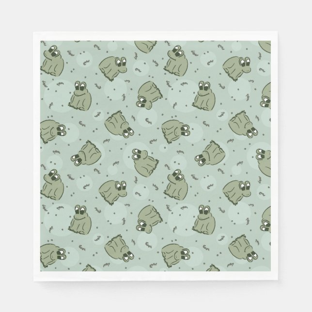 Sage Bubble Frogs - laurel green kids pattern. Napkin (Front)
