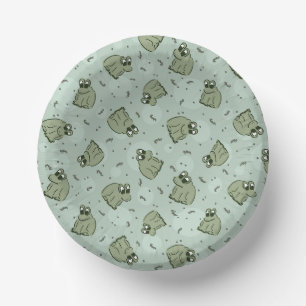 Sage Bubble Frogs - laurel green kids pattern. Paper Plate