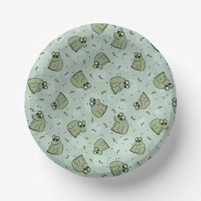 Sage Bubble Frogs - laurel green kids pattern. Paper Plate (Front)