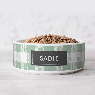 Sage Buffalo Check Monogram Bowl