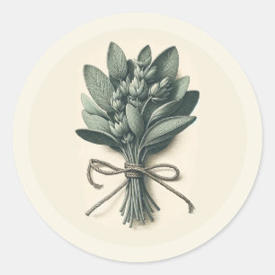 Sage Bunch Vintage Botanical Apothecary Plant Classic Round Sticker