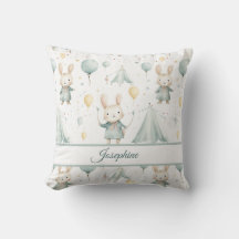 Sage Bunny Dreams Personalised Throw Pillow
