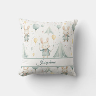 Sage Bunny Dreams Personalised Throw Pillow