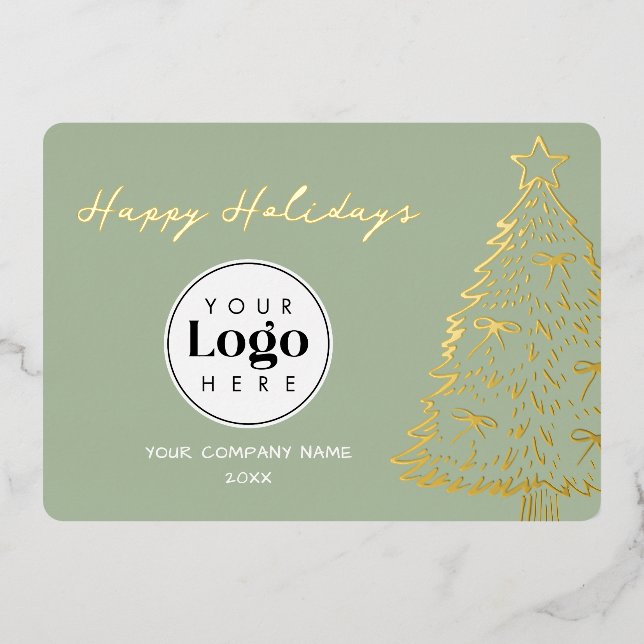 Sage Business Logo Christmas Thank You Foil Card (Front)