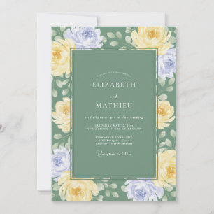 Sage Butter Lilac Blossom Wedding Invitation
