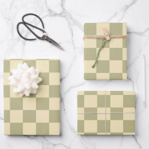 Sage Chequerboard Wrapping Paper Sheet