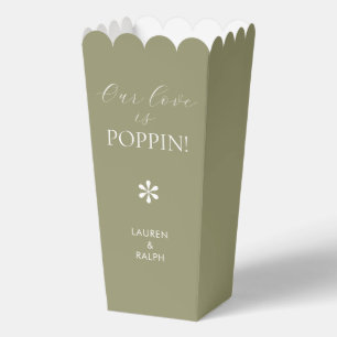 Sage   Chic Minimal Script Wedding Popcorn Favour Box