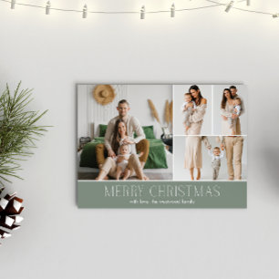 SAGE Christmas Elegant 4 Collage Photo message Holiday Card