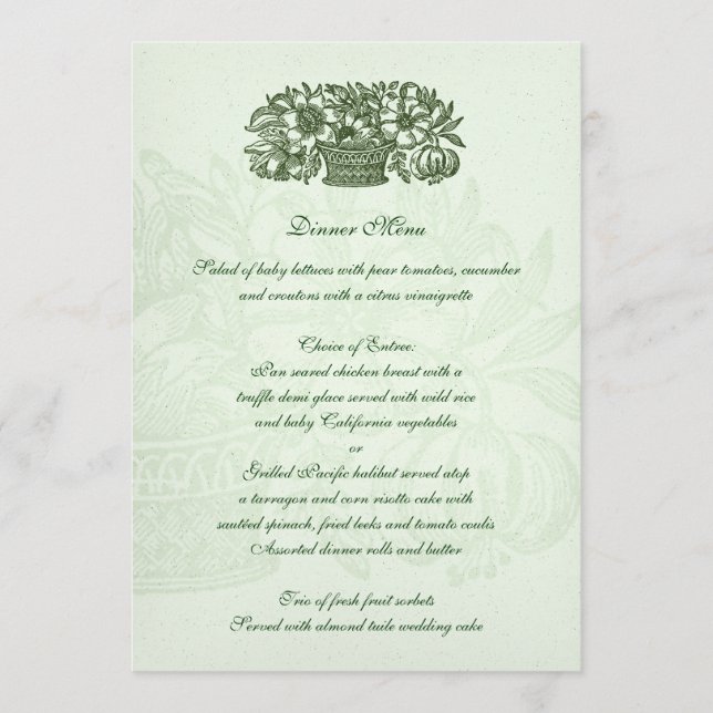 Sage Classic Flower Basket Menu (Front)