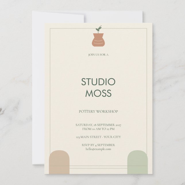 Sage Clay Pottery Workshop Business Invitation (Front)